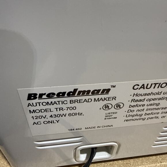 Breadman Ultra Automatic Bread Maker-Model TR-700 Plus - Picture 9 of 9